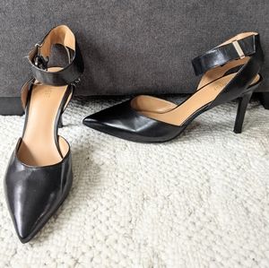 Nine West Black Sexy Heels Pumps ankle strap 8.5